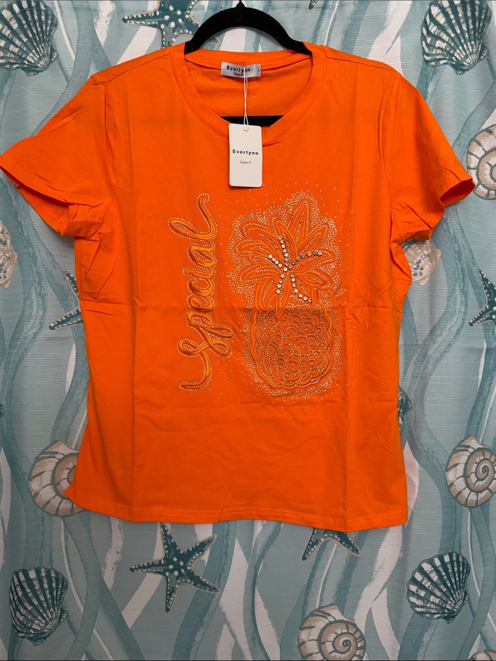 Orange Short Sleeve Embellished Tee